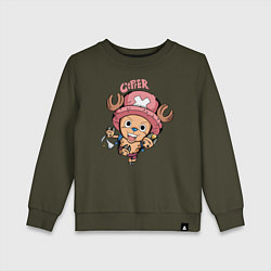 Свитшот хлопковый детский Тони Тони Чоппер One Piece, цвет: хаки