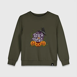 Свитшот хлопковый детский Trick or treat, цвет: хаки