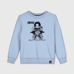 Свитшот хлопковый детский Эйс, Луффи и Сабо - Братство ASL, цвет: мягкое небо