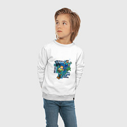 Свитшот хлопковый детский Майнкрафт Под водой, цвет: белый — фото 2