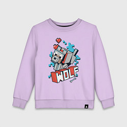 Свитшот хлопковый детский Майнкрафт Волк, Minecraft Wolf, цвет: лаванда