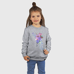 Свитшот хлопковый детский Акварель цветы, цвет: меланж — фото 2