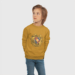 Свитшот хлопковый детский Герб Армении Символика, цвет: горчичный — фото 2