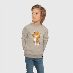 Свитшот хлопковый детский Милый тигренок, цвет: миндальный — фото 2