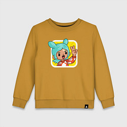 Свитшот хлопковый детский Icon Toca Boca, цвет: горчичный