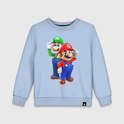 Свитшот хлопковый детский Mario Bros, цвет: мягкое небо