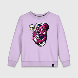 Свитшот хлопковый детский Гитарист медведь, цвет: лаванда