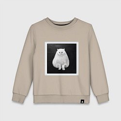 Детский свитшот Злой белый кот арт