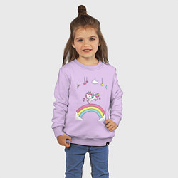 Свитшот хлопковый детский Единорог на радугу, цвет: лаванда — фото 2