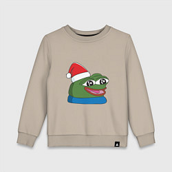Свитшот хлопковый детский Pepe, pepe happy, Пепе хеппи, pepe happy new year, цвет: миндальный