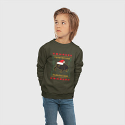 Свитшот хлопковый детский Рождественский свитер Жаба, цвет: хаки — фото 2