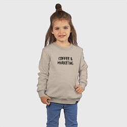 Свитшот хлопковый детский Кофе и маркетинг, цвет: миндальный — фото 2