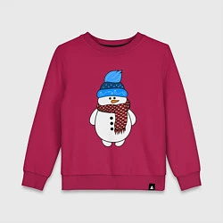 Свитшот хлопковый детский Снеговик в шапочке, цвет: маджента