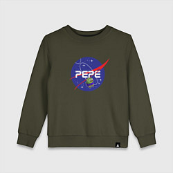 Свитшот хлопковый детский Pepe Pepe space Nasa, цвет: хаки