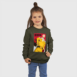 Свитшот хлопковый детский Сайтама Saitama Ванпанчмен, цвет: хаки — фото 2