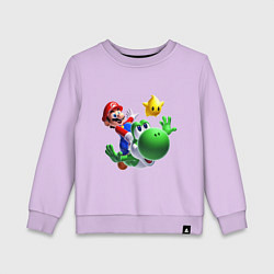 Свитшот хлопковый детский Mario&Yoshi, цвет: лаванда