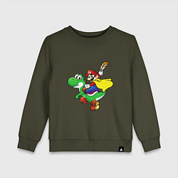 Свитшот хлопковый детский Yoshi&Mario, цвет: хаки