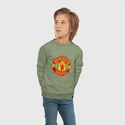 Свитшот хлопковый детский Манчестер Юнайтед логотип, цвет: авокадо — фото 2