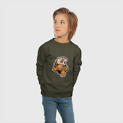 Свитшот хлопковый детский Tiger Man, цвет: хаки — фото 2