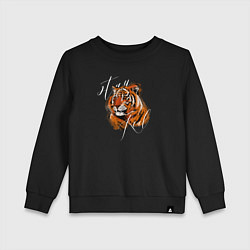 Свитшот хлопковый детский Tiger Stay real, цвет: черный