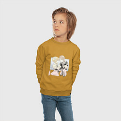 Свитшот хлопковый детский Люмин и Альбедо, цвет: горчичный — фото 2