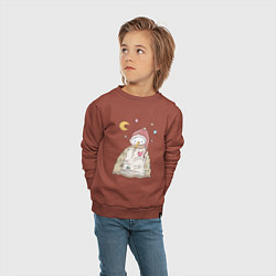 Свитшот хлопковый детский Снеговик в свитере, цвет: кирпичный — фото 2