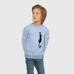 Свитшот хлопковый детский Черная кошка висит, цвет: мягкое небо — фото 2