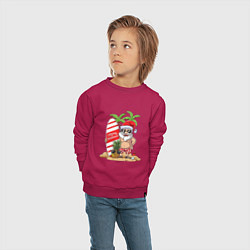 Свитшот хлопковый детский Santa on Vibe, цвет: маджента — фото 2