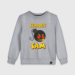 Свитшот хлопковый детский Serious Sam Bomb Logo, цвет: меланж