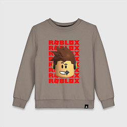 Свитшот хлопковый детский ROBLOX RED LOGO LEGO FACE, цвет: утренний латте