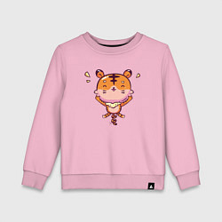 Свитшот хлопковый детский Прыгающий радостный тигр, цвет: светло-розовый