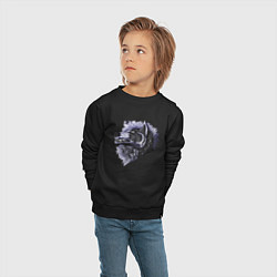 Свитшот хлопковый детский Свирепый крутой волчара, цвет: черный — фото 2