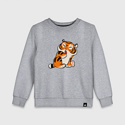 Свитшот хлопковый детский Забавный тигр показывает язык, цвет: меланж