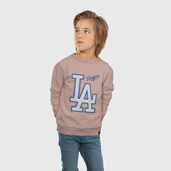 Свитшот хлопковый детский Los Angeles Dodgers - baseball team, цвет: пыльно-розовый — фото 2