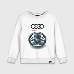 Свитшот хлопковый детский Audi - car steering wheel, цвет: белый