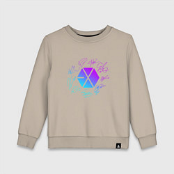 Свитшот хлопковый детский EXO BAND NEON LOGO АВТОГРАФЫ, цвет: миндальный