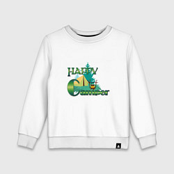 Свитшот хлопковый детский Russian Happy Camper, цвет: белый