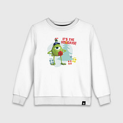 Свитшот хлопковый детский Its the holidays, цвет: белый