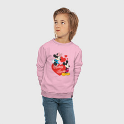 Свитшот хлопковый детский Mickey x Minnie Love, цвет: светло-розовый — фото 2