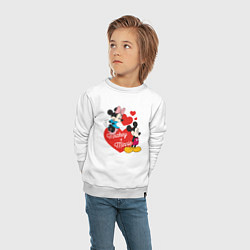 Свитшот хлопковый детский Mickey x Minnie Love, цвет: белый — фото 2