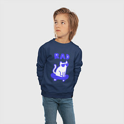 Свитшот хлопковый детский Кот и скейт 1, цвет: тёмно-синий — фото 2