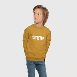 Свитшот хлопковый детский GYM- образ жизни, цвет: горчичный — фото 2