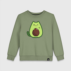 Свитшот хлопковый детский Avo cat o подмигивает, цвет: авокадо
