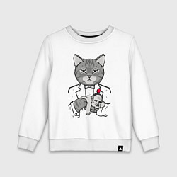 Свитшот хлопковый детский Крестный Котец, цвет: белый