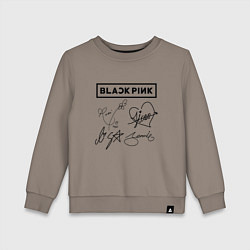 Свитшот хлопковый детский BLACKPINK АВТОГРАФЫ ЧЁРНЫЙ БЛЭКПИНК, цвет: утренний латте