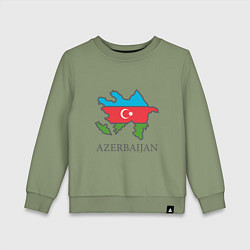 Свитшот хлопковый детский Map Azerbaijan, цвет: авокадо