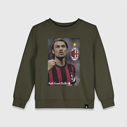 Свитшот хлопковый детский Paolo Cesare Maldini - Milan, captain, цвет: хаки