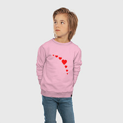 Свитшот хлопковый детский Сердечки для любви, цвет: светло-розовый — фото 2