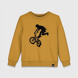 Свитшот хлопковый детский ВЕЛОСПОРТ BMX Racing ВЕЛОСИПЕДИСТ, цвет: горчичный