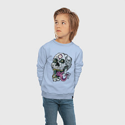 Свитшот хлопковый детский Art skull 2022, цвет: мягкое небо — фото 2